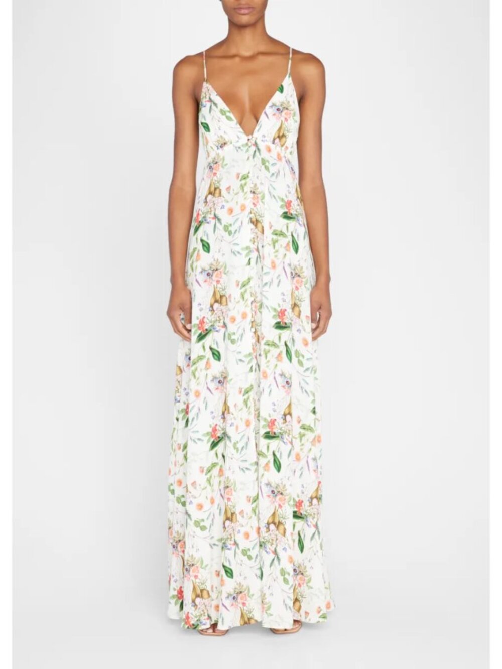 L'Agence Stefani Botanical Button-Front Maxi Dress